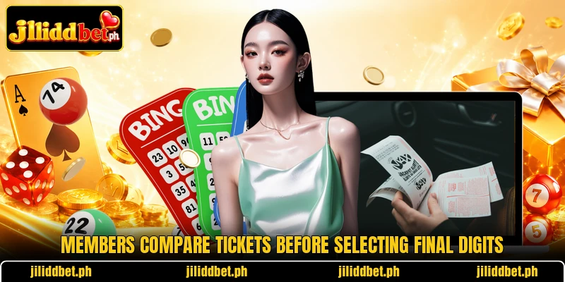 Members compare tickets before selecting final digits