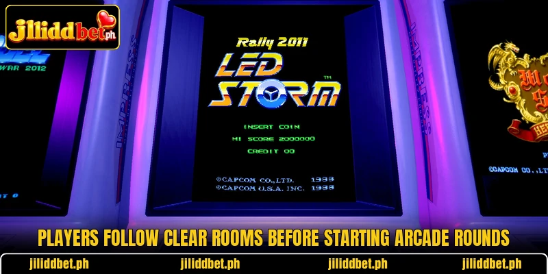 Players follow clear rooms before starting arcade rounds