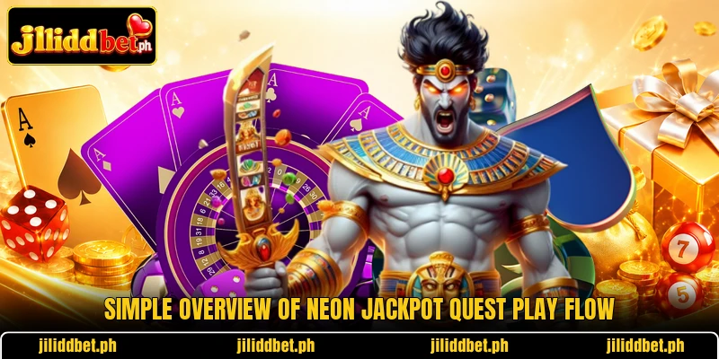 Simple overview of Neon Jackpot Quest play flow